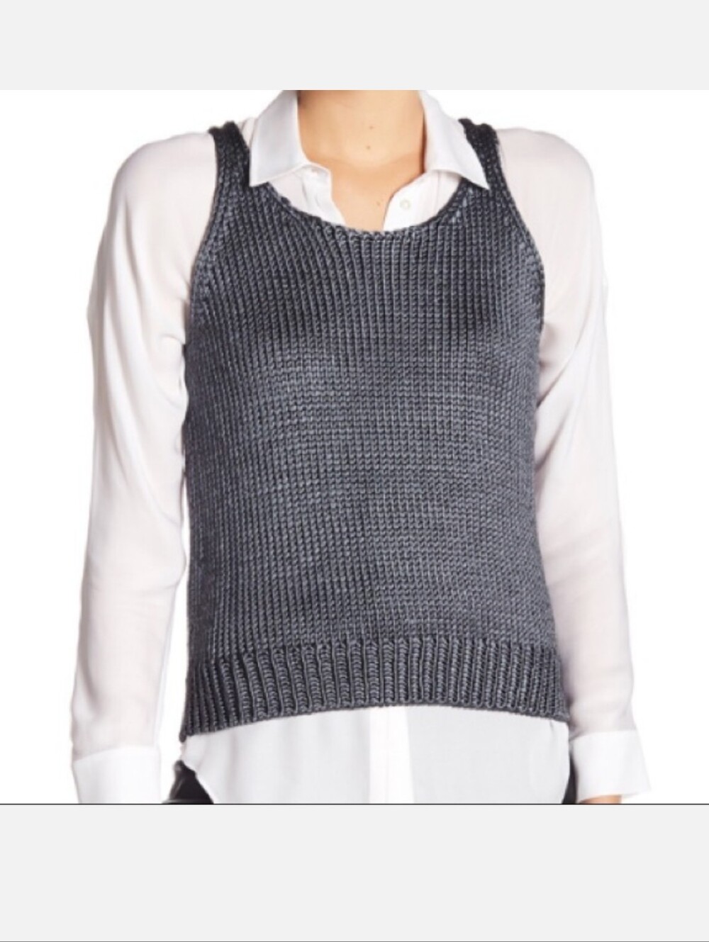 Vince Silver Grey Knit Silk Tank Sweater Vest - Women